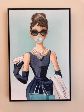 Vintage-Inspired Audrey Hepburn Pop Wall Art - Bubblegum and Diamonds